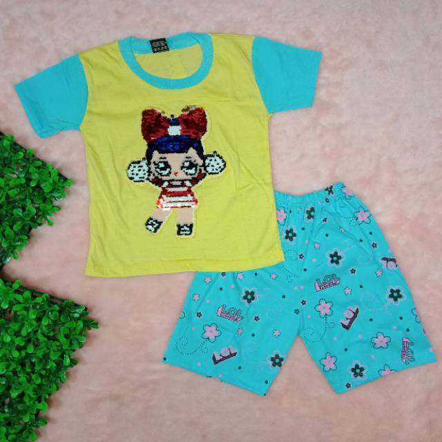 Ss#290 Pakaian Anak Perempuan Size 1-8tahun Model Za-ra Kids Sequin Usap Ganti Warna / Baju Lol