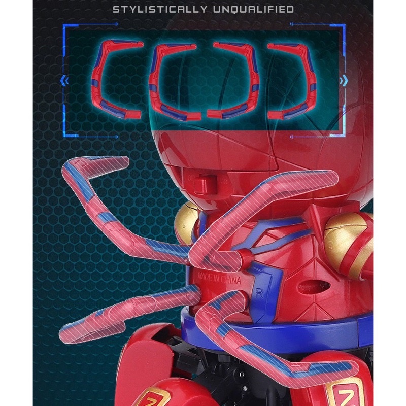 SPIDER ROBOT JOGET SPIDERMAN KAKI ENAM MUSIK LAMPU HEXAPOD DANCER SUPER HERO MARVEL AVENGERS