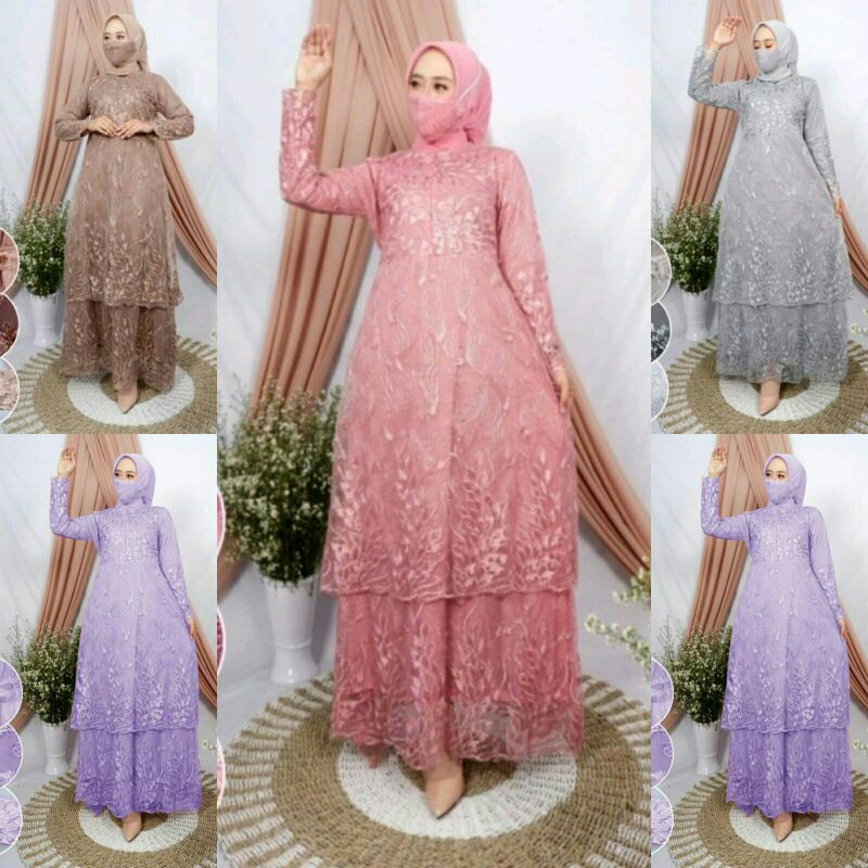 MX Maxi Maxy Dress Longdress Kondangan Pesta Tile Bordir Mutiara Andini