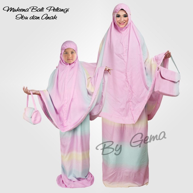 Mukena Bali Couple Ibu Dan Anak Warna Motif Random