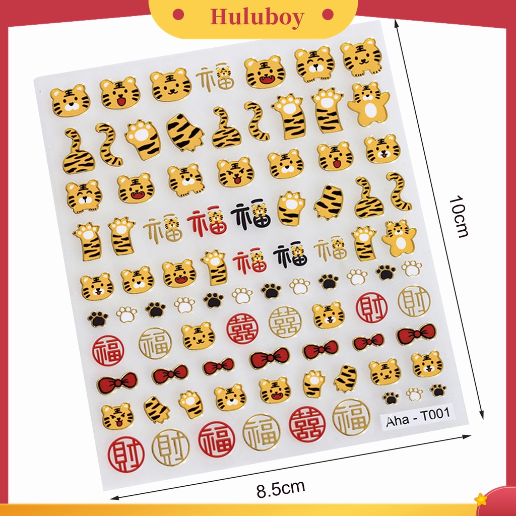 Huluboy Huluboy♡ Stiker Kuku Motif Kucing Keberuntungan Bahan Kertas Untuk Wanita