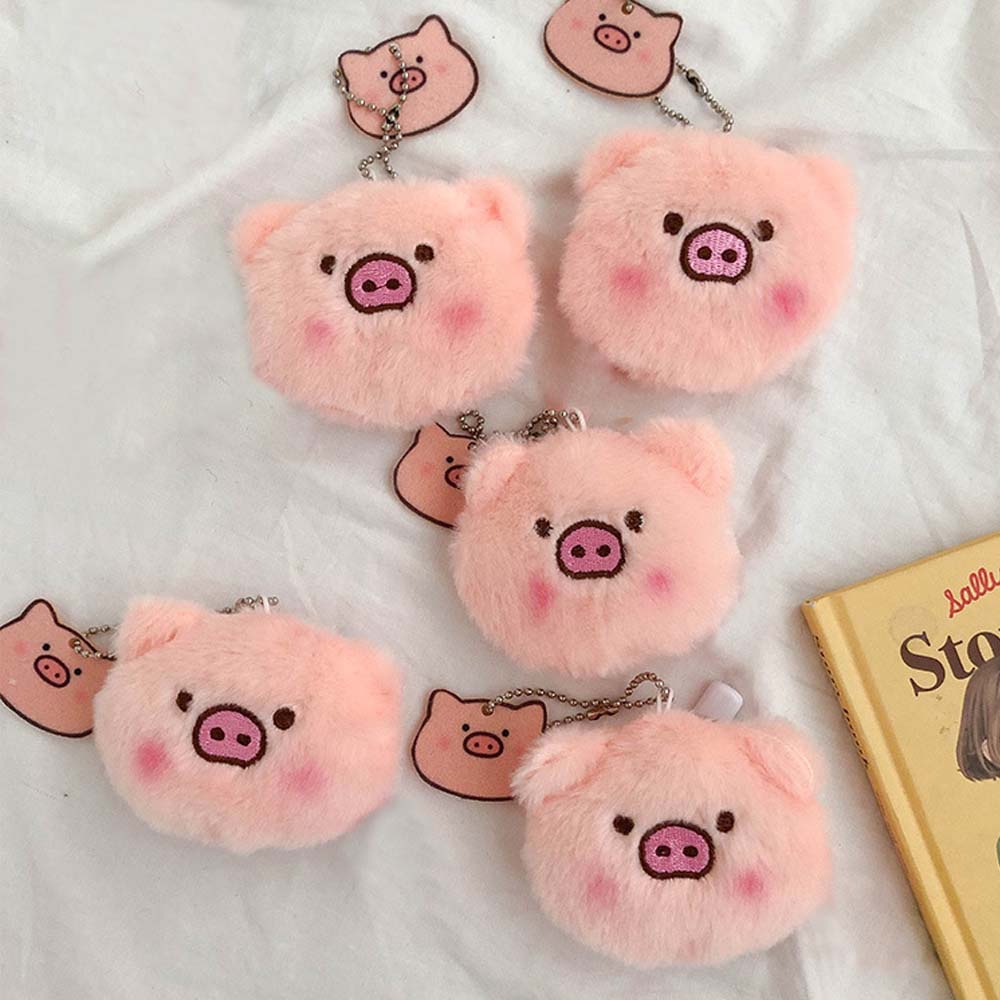 Needway  Cute Pig Keychain Wild Bag Pendant Plush Brooches PP Cotton Pig Head Pig Tail Cartoon Animal Fashion Pendant Couple Jewelry