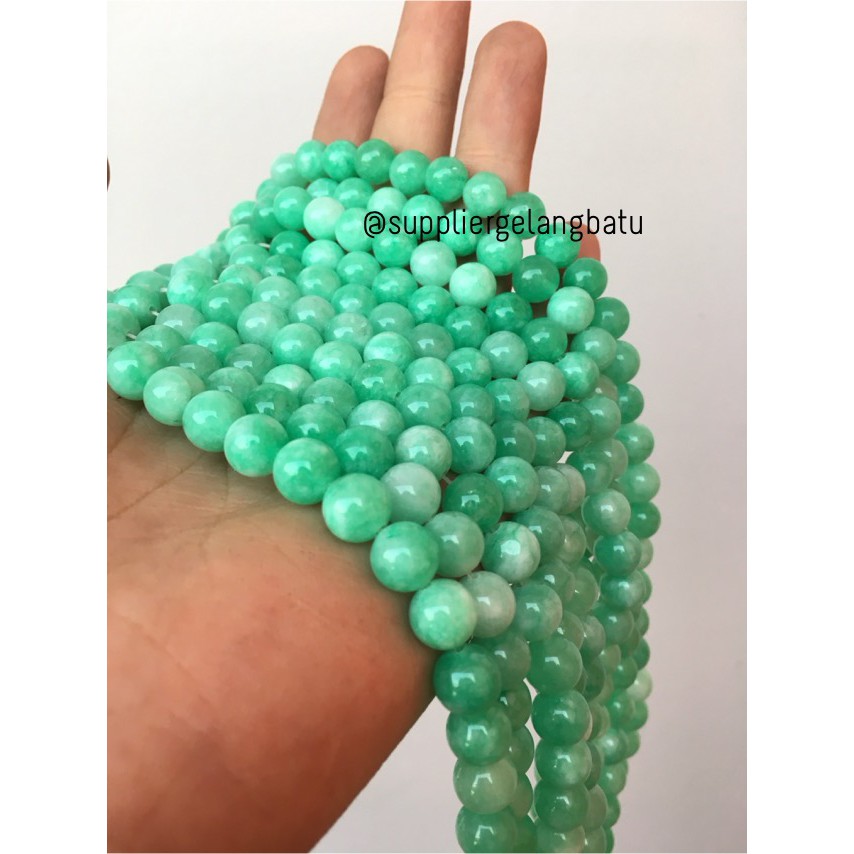 light green AMAZONITE 8mm hijau tosca premium bead stone handmade DIY aksesoris kerajinan supplier