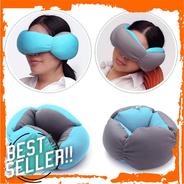 Bantal Leher Travel Ostrich Lazy Nap Pillow - V2V60