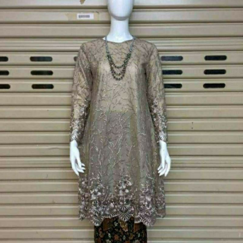 NEW KEBAYA TILLE JUMBO SAMAPAI 5L /KEBAYA TUNIK TILLE/KEBAYA MODERN-Mocca
