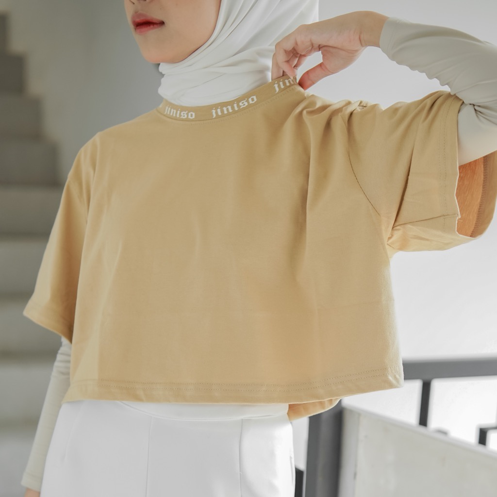 JINISO Crop Top JNSO Round Neck Oversize Tee T-Shirt | Kaos-4