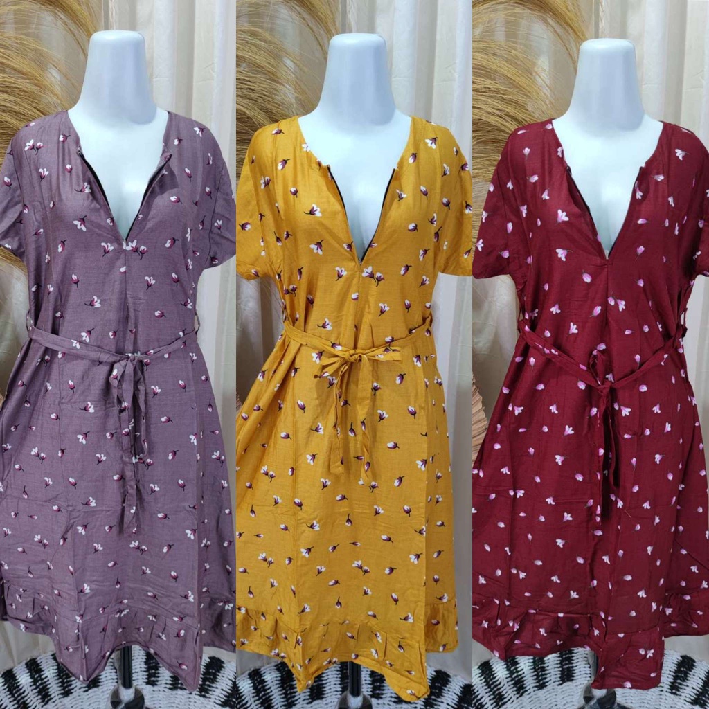 DRESS MIDI RUFFLE TALI PINGGANG XXL ( BUSUI FRIENDLY )