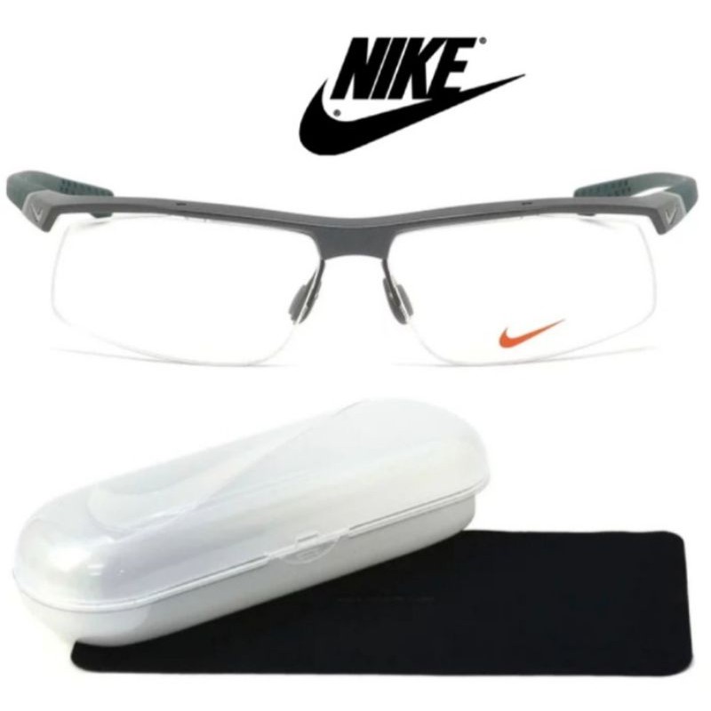 Kacamata Frame Pria Original Nike NK7071/3 Col.069 Model Half Sporty - Black Gun Metal
