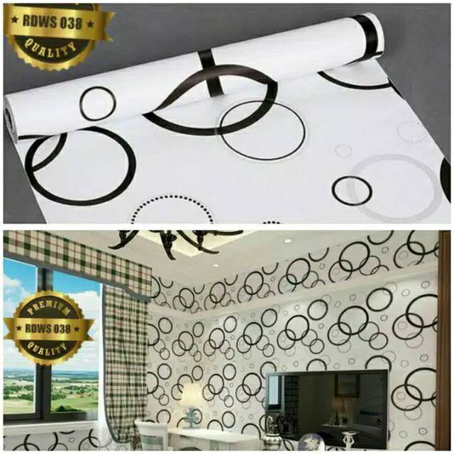 Wallpaper Dinding Motif Polkadot Putih Ukuran Panjang 10Meter x Lebar 45Cm