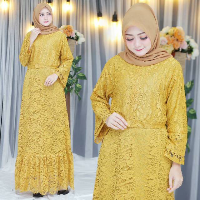 (DIJAMIN REAL PICT )GAMIS BRUKAT LACE