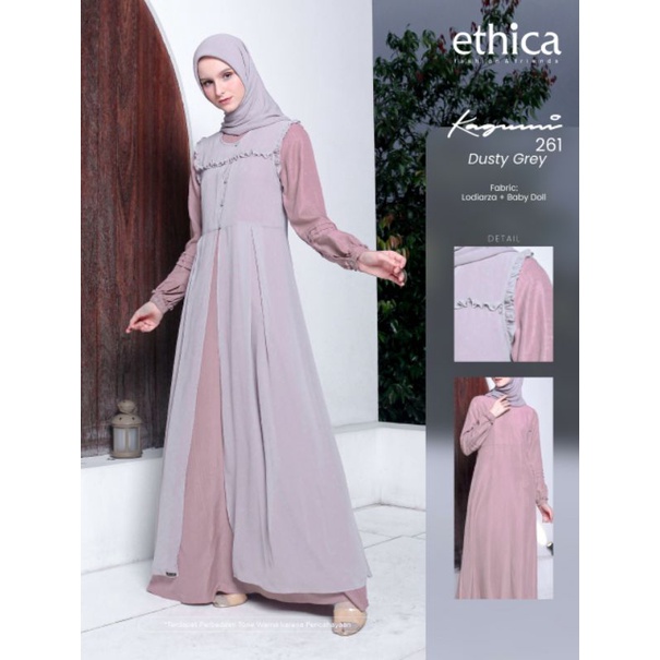 OUTFIT KONDANGAN / Gamis Ethica Kagumi 261 Dusty Grey / Dress Ethica / Dress Outer / Dress Inner / G
