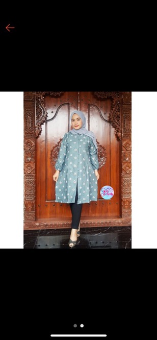 [premium] Tunik Jumputan Grey Batik Premium Solo Atasan Batik Midi Kombi Handmade Modern Kerja
