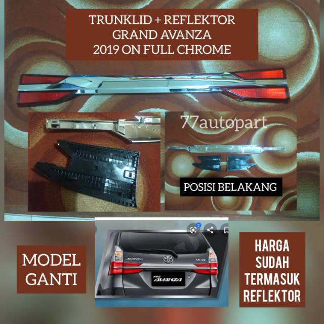 Trunklid list bagasi plus reflektor avanza xenia 2019 on full chrome