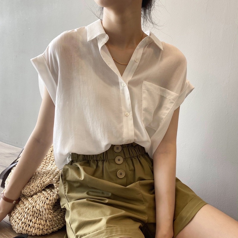 BLOUSE BANGKOK/KEMEJA BANGKOK OUNIE LENGAN PENDEK KANTONG SATU TERBARU (ON10)