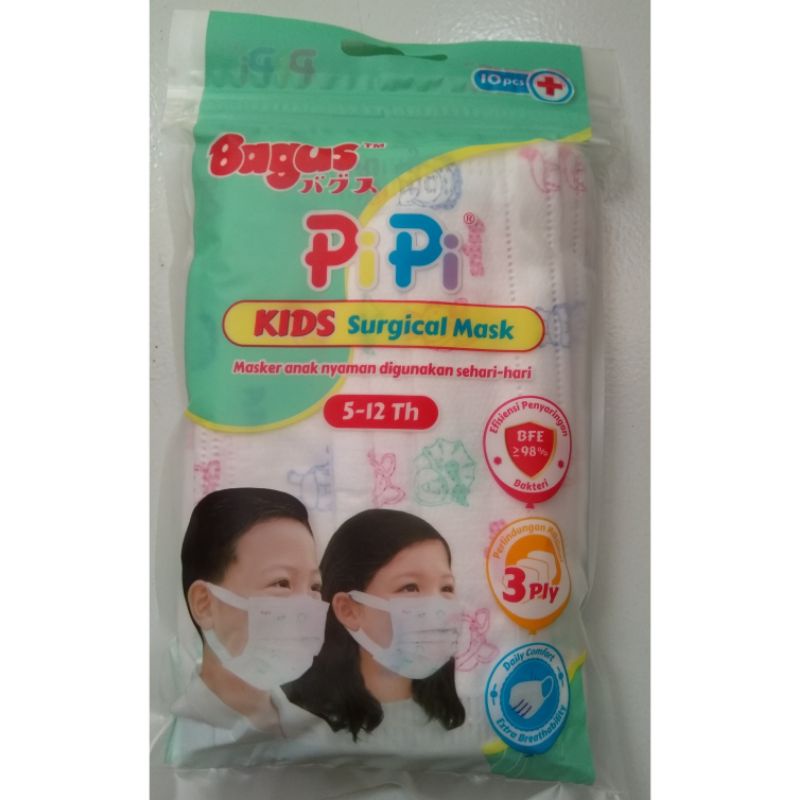 masker bagus pipi kids surgical mask isi 10