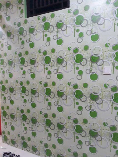 Wallpaper Stiker Dinding Polkadot Hijau Ukuran 10m X 45cm
