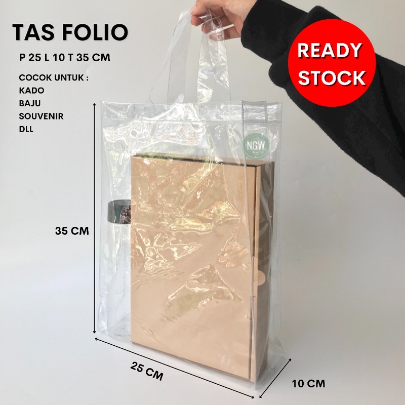 Tas pvc mika FOLIO 25 x 35 x 10 hampers goodiebag souvenir