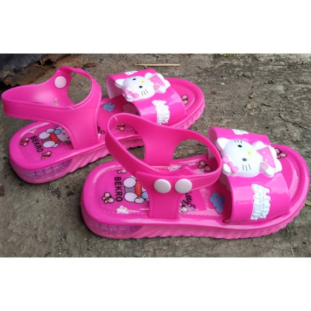  Sandal  anak  perempuan  led nyala karet  hello kity Shopee 