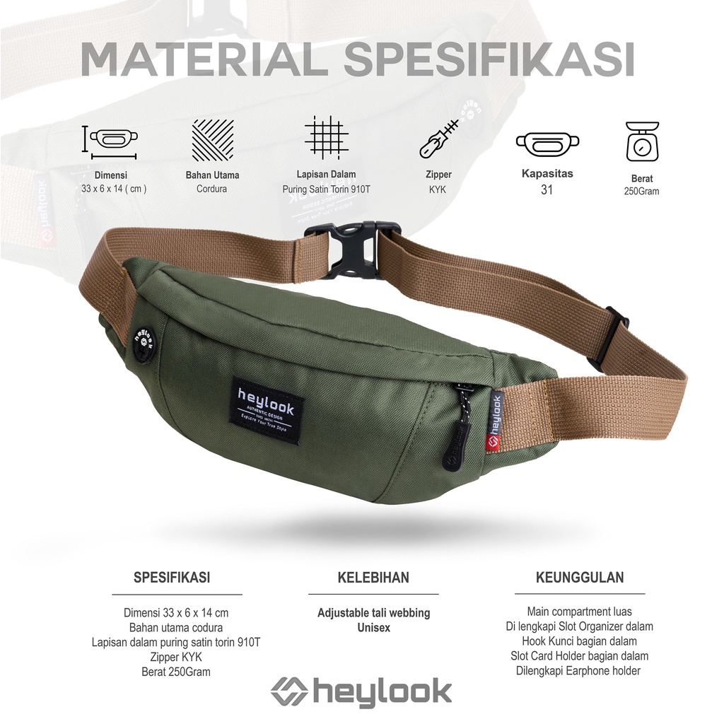 HEYLOOK Project - Tas Selempang TREX Pria Terbaru Waist Bag Pria Anti Air Anti Sobek