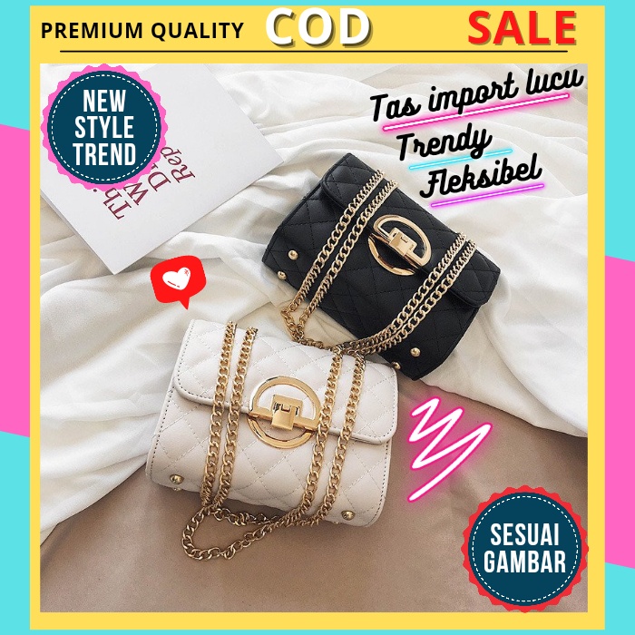 Tas Selempang Slempang Kecil Mini Wanita Original Import Kekinian Branded Tali Rantai Sling Hand Bag