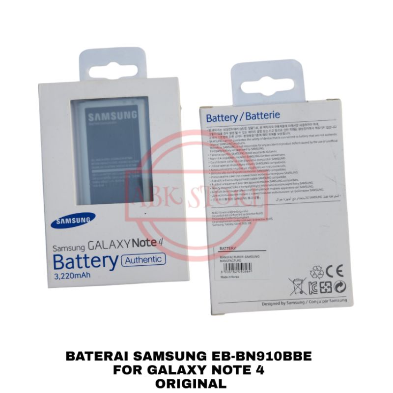 BATRE BATERAI BATTERY SAMSUNG GALAXY NOTE 4 SM-N910F EB-BN910BBE ORIGINAL