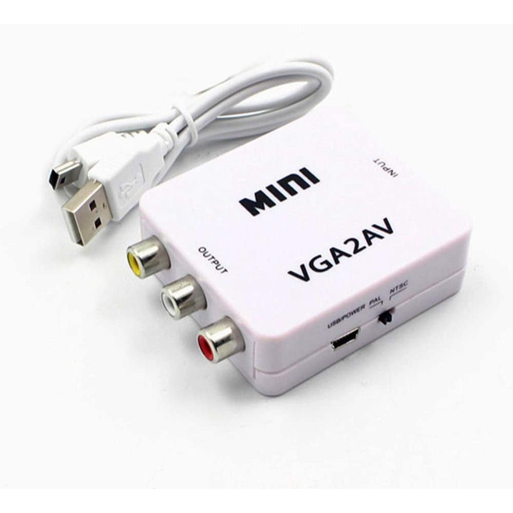 VGA2AV | CONVERTER VGA FEMALE TO AV FEMALE `MINI` + KABEL USB 5 PIN MALE / VGA2AV (BLACK / WHITE)