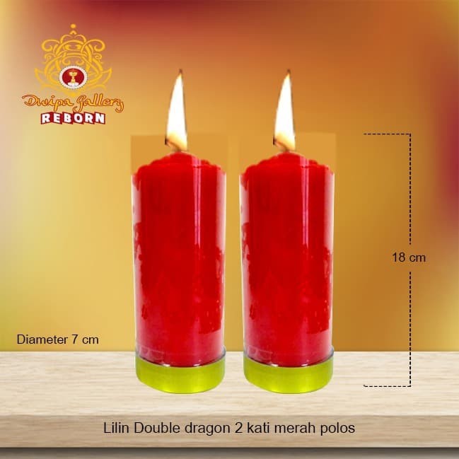 Lilin/Candle Puja Sembahyang Double Dragon 2 Kati Merah Polos