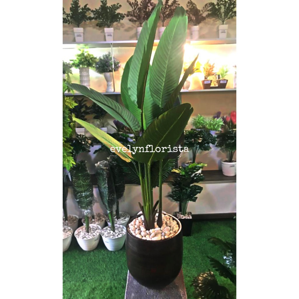 Pohon Pisang Artificial Pot Elegant Daun Pisang Plastik