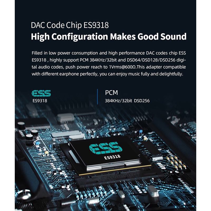 JCALLY JM45L Lightning to 3,5mm Hires Lossless 32bit/384kHz DAC ES9318