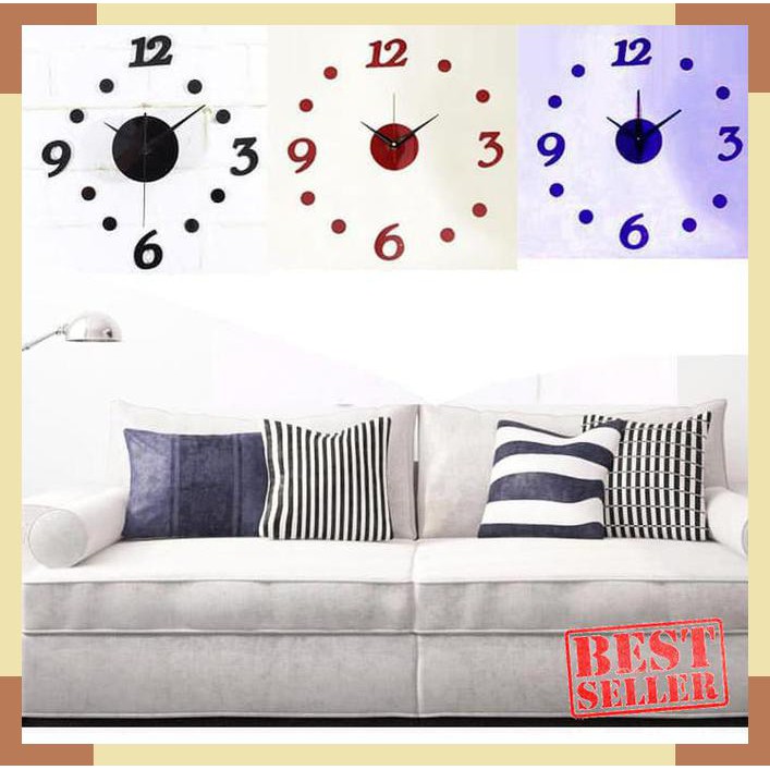SALE Jam Dinding Unik Tanpa Bingkai DIY Clock 360 Transparan Tembok Dekoras KEREN