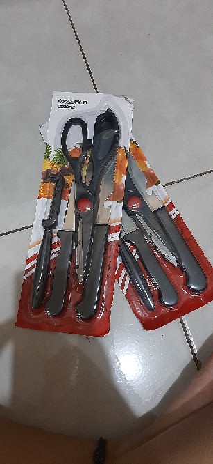 [deastore] Set Gunting & Pisau Dapur 4 In 1 - Kitchen Knife Set 4 In 1 - Peeler Pengupas Buah