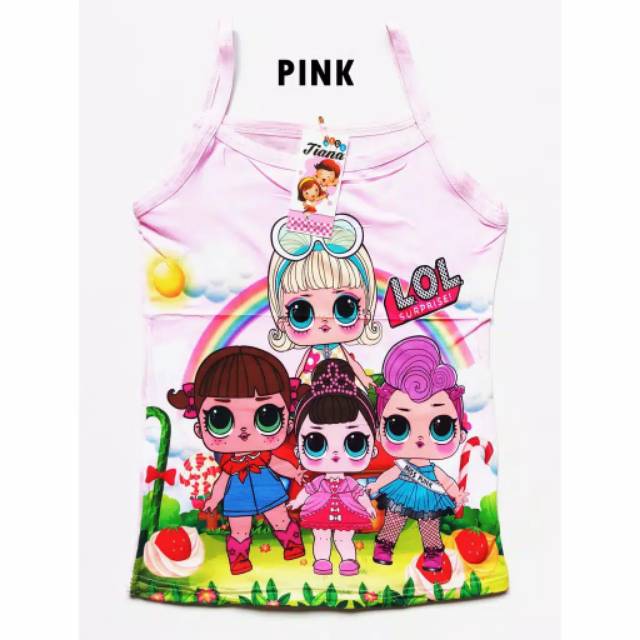 Kaos Dalam Singlet Anak Perempuan LOL 2-10 Th Bahan Katun Baju Kaos Anak Perempuan Cewek LOL