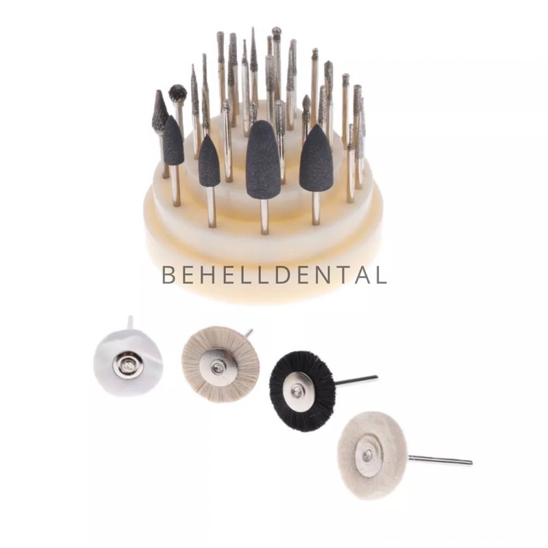 41 PICS INSTRUMENT DENTAL BUR VENEERS GIGI KELINCI POLISHING // BEHELLDENTAL SET BURS VENEER // SET KARET SILICON SILIKON STEEL POLISH BOR DENGAN BOX TEMPAT