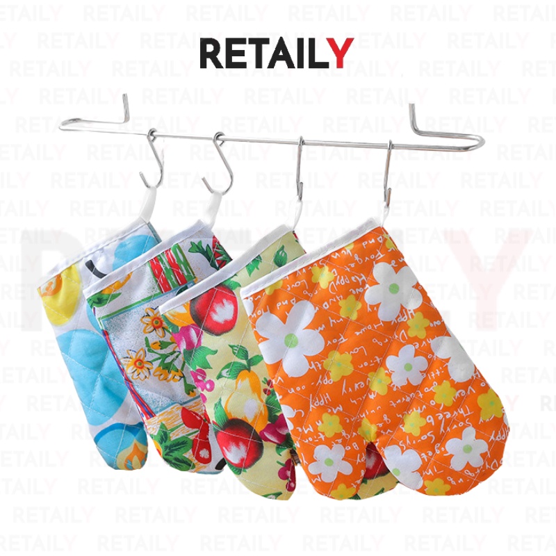 Retaily HL0095 Sarung Tangan Oven Kain Anti Panas Motif Kitchen Gloves Microwave Set