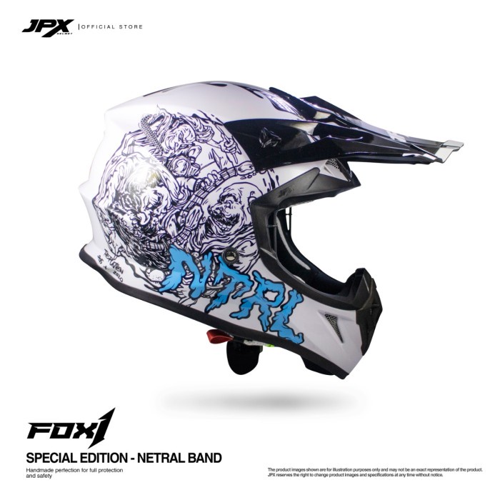 Helm JPX Fox1 Cross Full Face Netral Seri - Pearl White Gloss