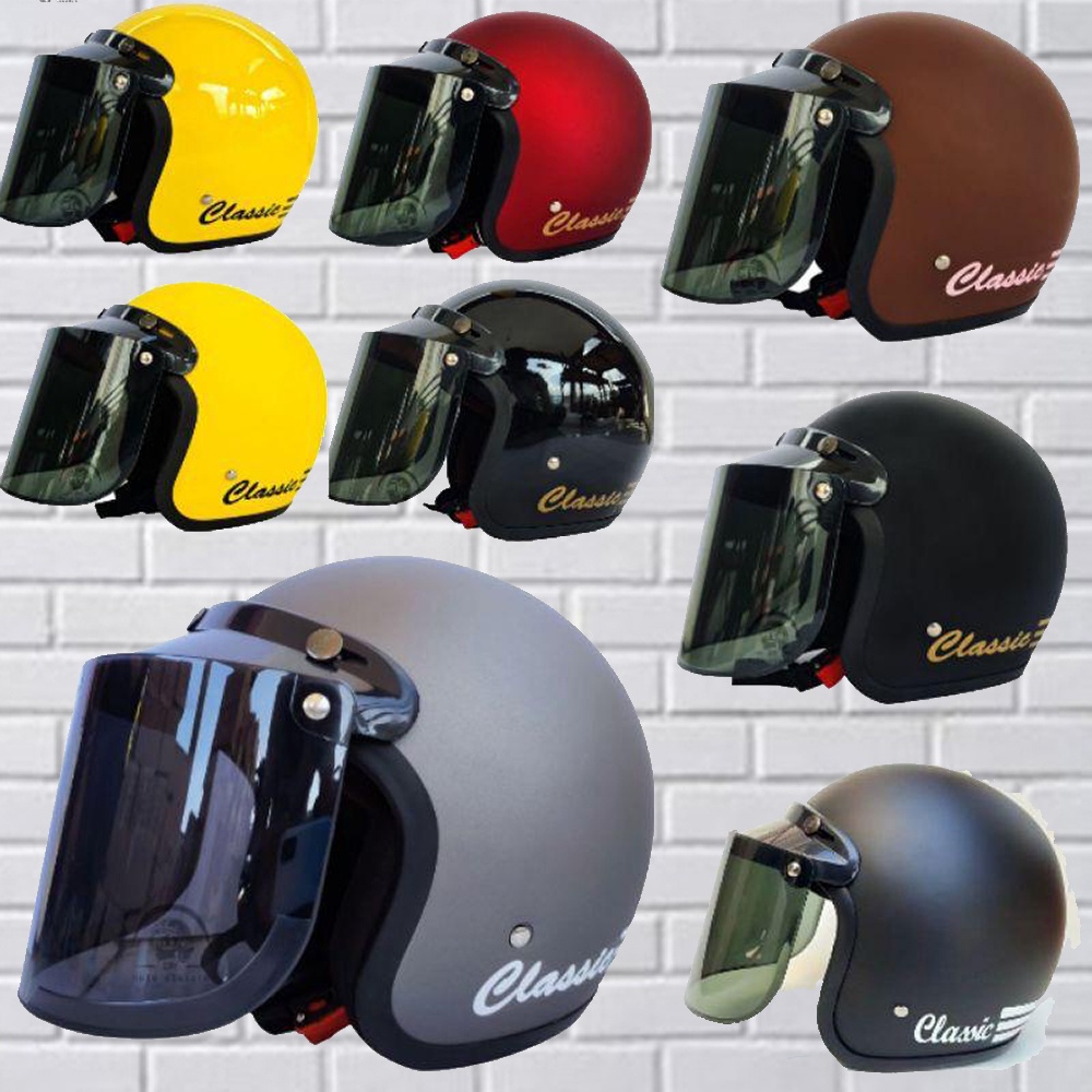 Helm bogo dewasa motif garis tiga classic garis klasik