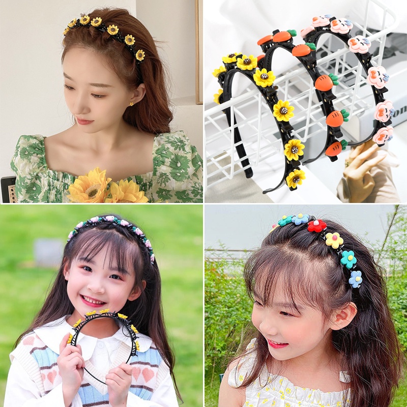 Korean Children Braided Headband for Kids Cute Sweet Face Washing Hairband Women Hair Accessories