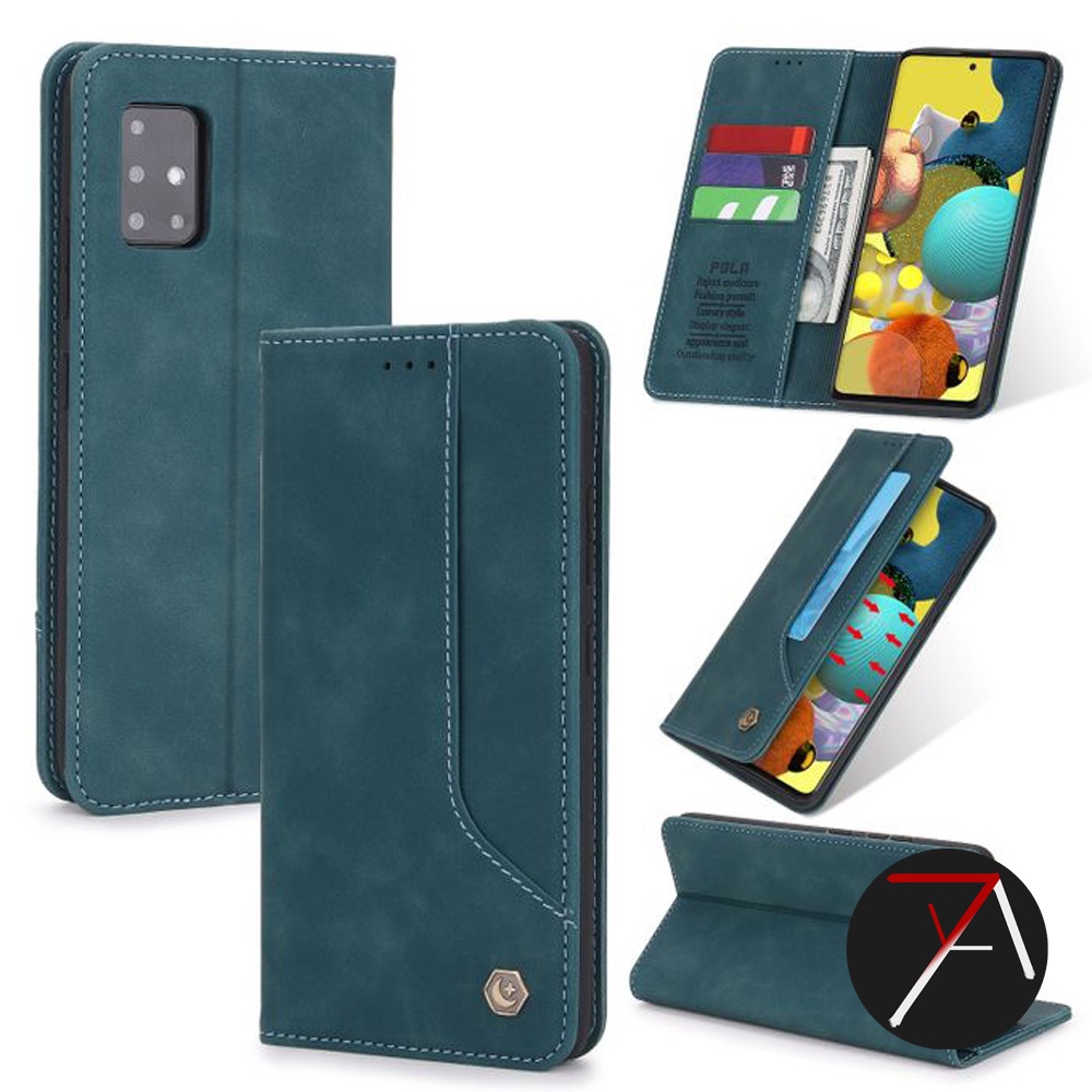 Samsung Galaxy A51 Flip Caseme POLA Dompet Kulit Leather Cover Case Casing Card Kartu-1