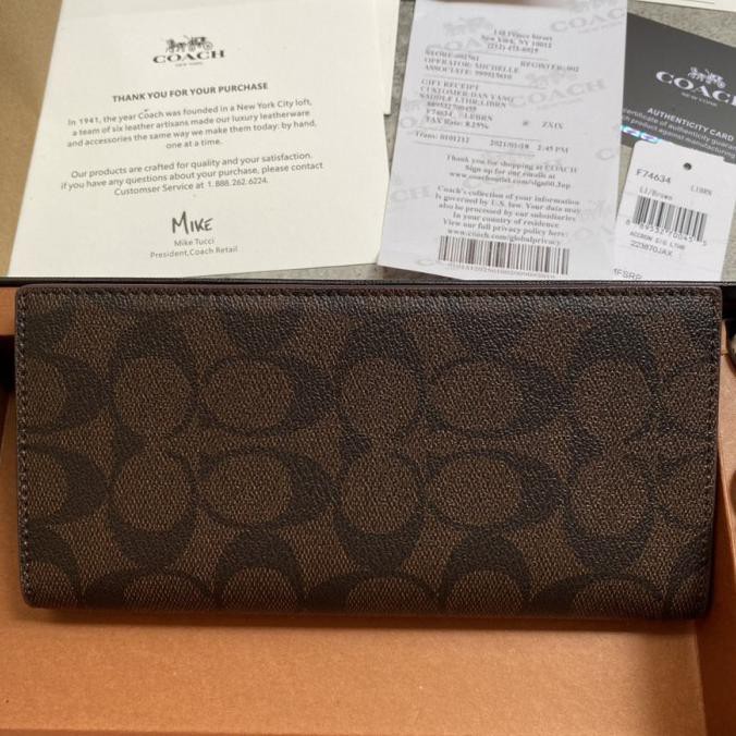 COACH LONG WALLET BROWN SIGNATURE,DOMPET COACH PRIA PANJANG ORIGINAL
