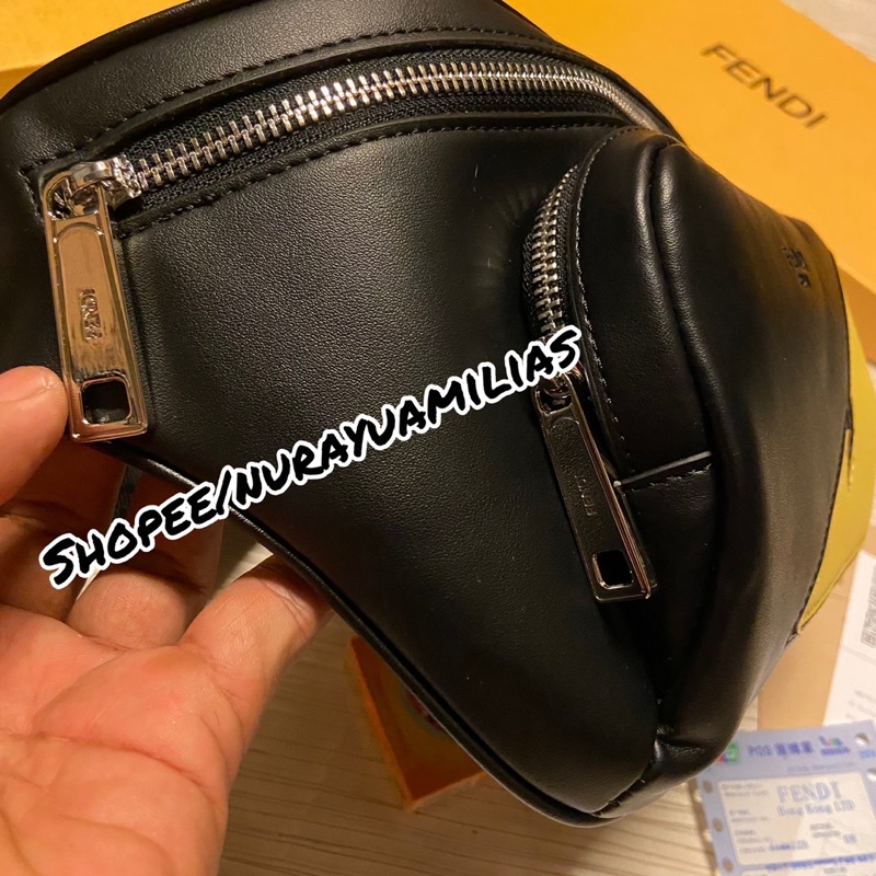 Waistbag pria fendi Monster eyes Import kulit asli Mirror Quality waist bag pria tas selempang Fendi free box