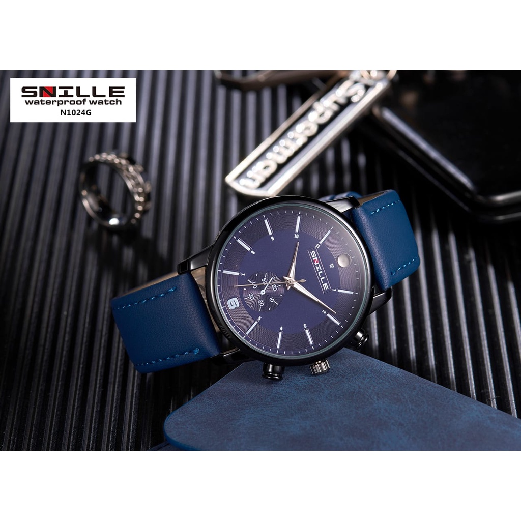 Snille Jam Tangan Kulit Pria Original Asli Anti Air Waterproof 1024