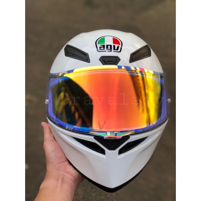 VISOR IRIDIUM AGV K1&amp;K3SV REDGOLD&amp;CLEAR DESAIN PISTA GP RACE