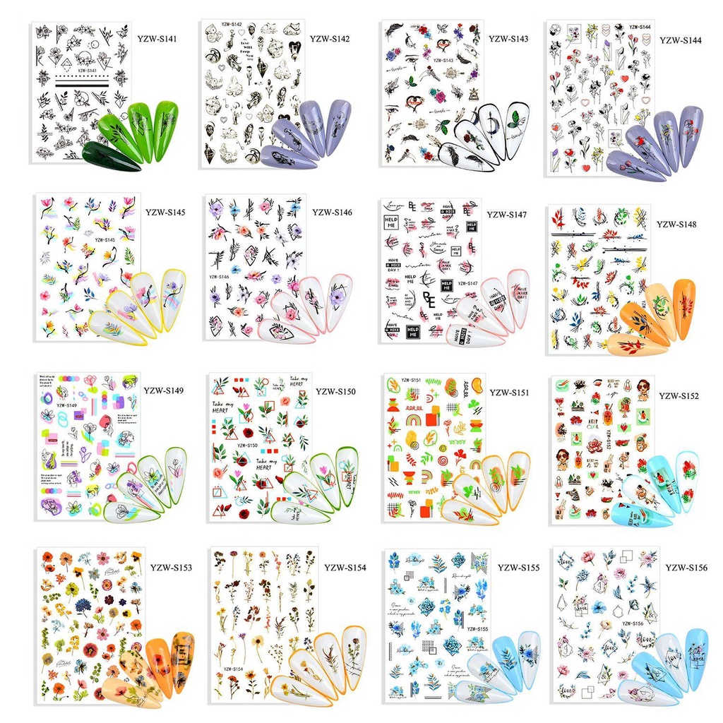 Solighter 1lembar Stiker Kuku Kupu-Kupu Fashion Decals DIY Dekorasi Nail Art