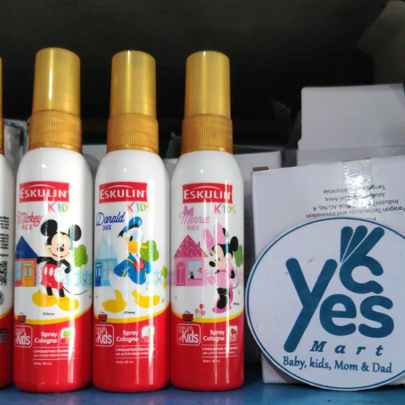 Eskulin kids Cologne 60 ml Spray Parfum parfumed disney Minnie Mickey Donald Parfume anak minyak wangi kemasan saku