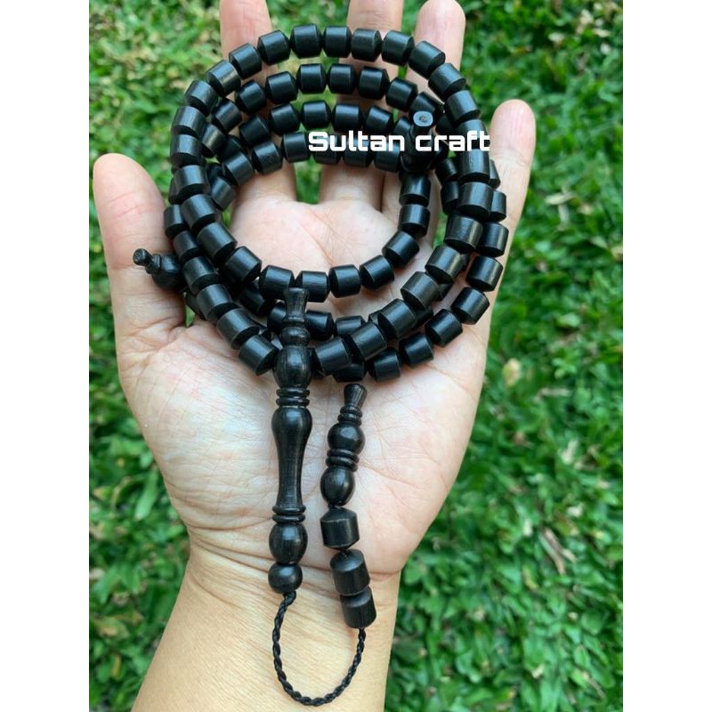 TASBIH KAYU BERTUAH GALI KELOR HITAM SERAT BESI SIZE 8 MM KUALITAS SUPER 100 % ASLI TERMURAH