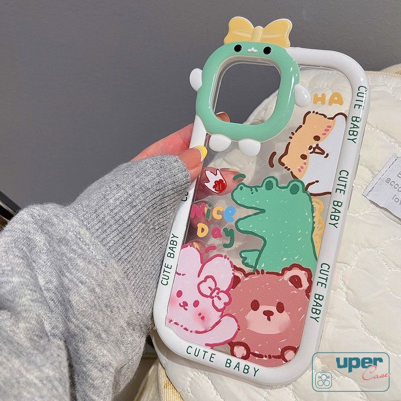 Casing Oppo A17 A95 A15 A17K A96 A12 A57 2022 A3s A5s A7 A74 A94 A92 A16 A54 A16K A1K A15s A55 A31 A5 Az A16 A35 Az A 6s Motif Kartun Monster Bear