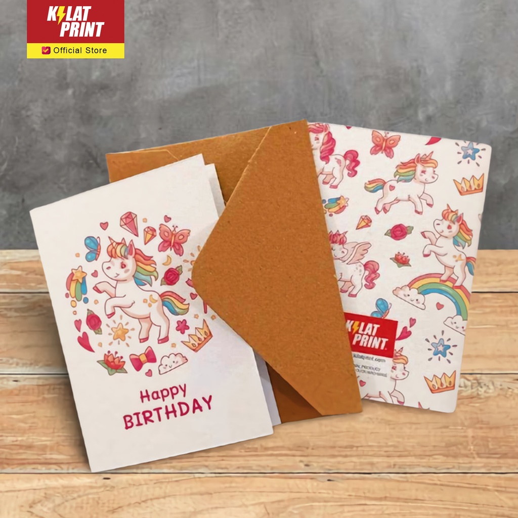 Gift Card Kartu Ucapan Happy Birthday Unicorn Edition