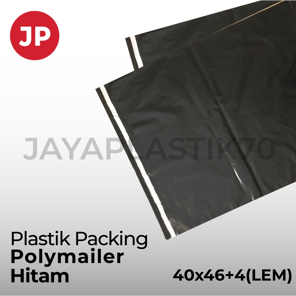 Plastik Packing / paking HD Hitam Uk: 40cmx46cm +4cm(LEM PERMANEN) plastik bungkus paket online, Isi 100pcs