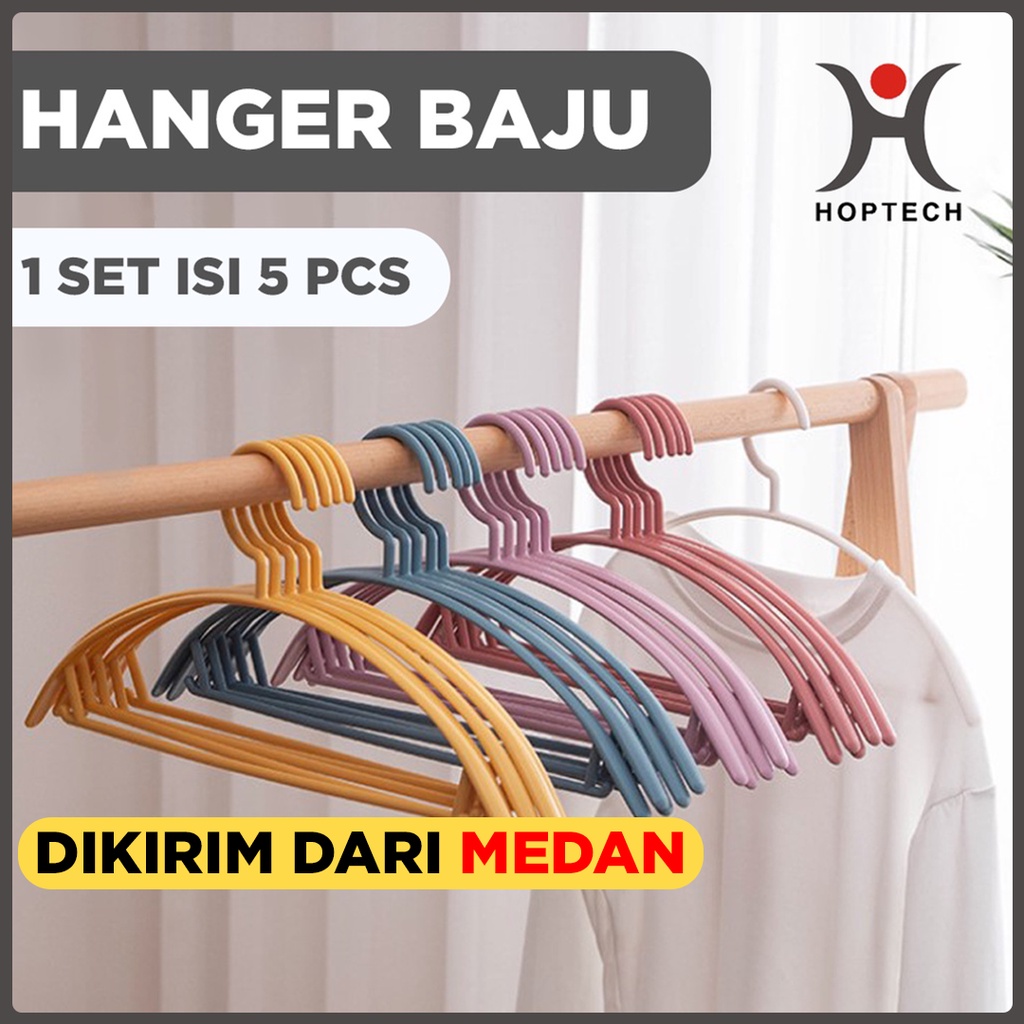 Gantungan Baju Hanger Plastik | Plastic Hanger Pakaian Laundry Anti Slip Warna | Cloth Hanger