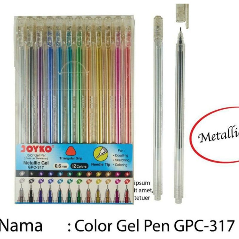 

JOYKO GEL PEN GPC 317 METALLIC 12 COLOUR